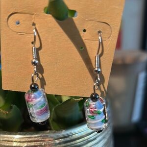 Floral Glass Bead Earrings
